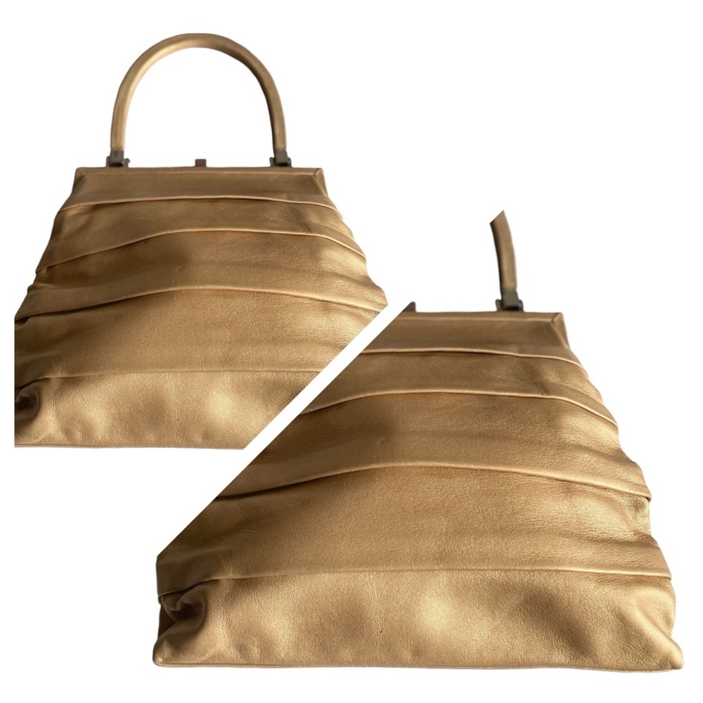 Rickard Shah Vintage Tiered Gold Leather Shoulder Bag Made in Italy NWOT